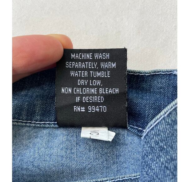 Y2K Denim Patchwork Capris Women's Size Small Midrise Stripe Paneled - Picture 6 of 9